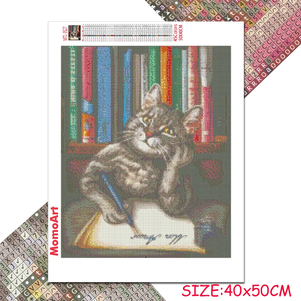 MomoArt Алмазная вышивка мозаика кошка картина Стразы полная дрель книга алмазная