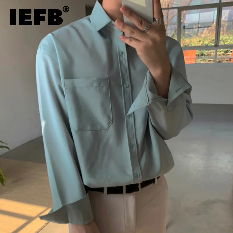 

Новинка Осенняя рубашка IEFB/мужская одежда с длинным рукавом модная красивая винтажная рубашка в Корейском стиле 2022 Модные свободные топы д...