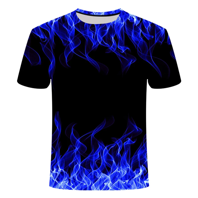 

2021 Unisex short sleeve T-shirt, 3D print, blue, green, red, purple, flame, large 6xl