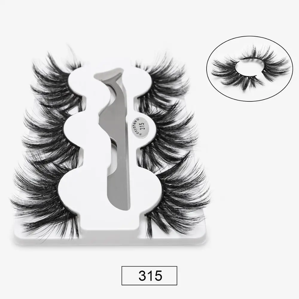 315 SEXYSHEEP, 3 пары, 25 мм, 8D, норковые ресницы, натуральные, длинные, для завивки накладных ресниц, объем, накладные ресницы, макияж, удлинение, ресницы «maquiagem» - Цвет: 315
