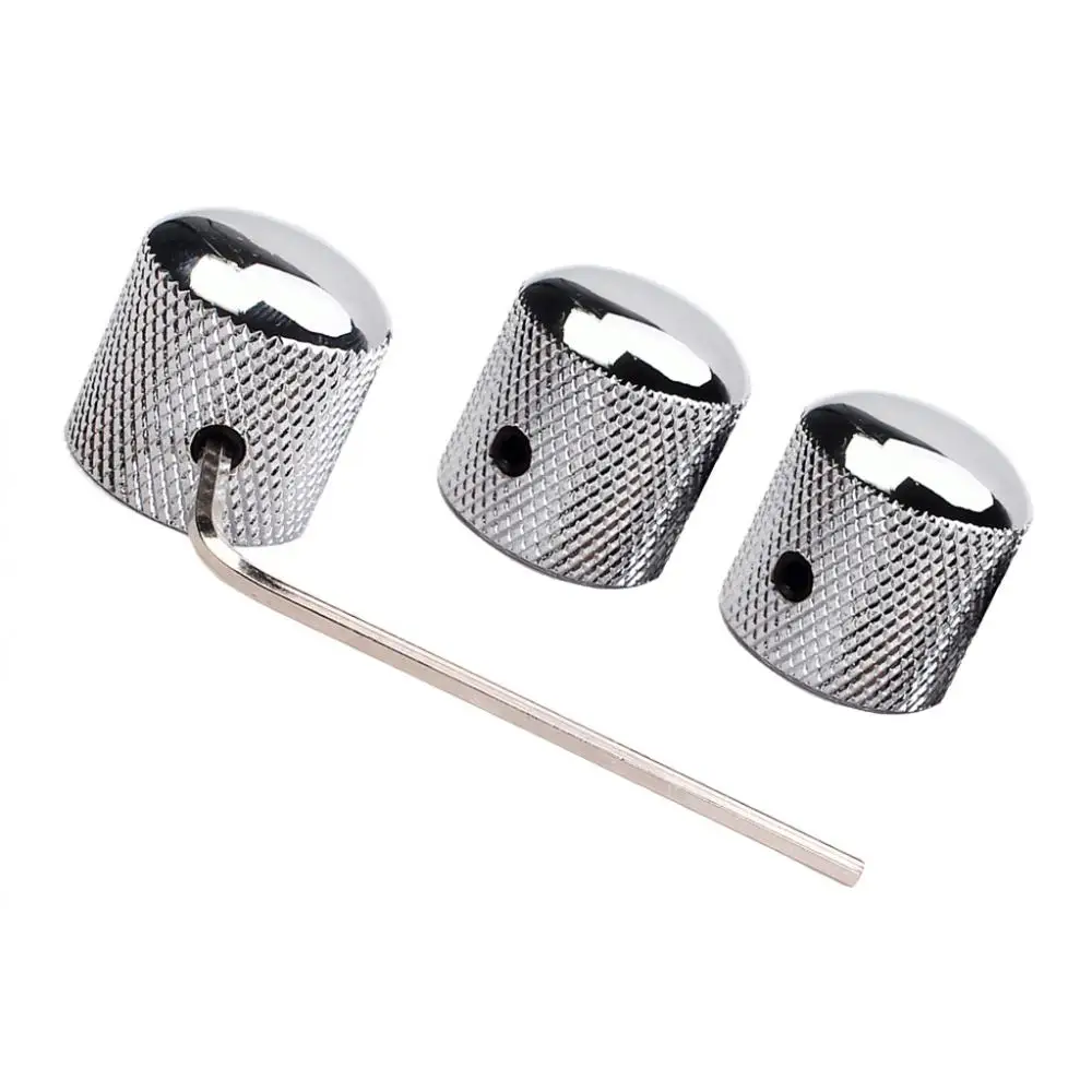 

3 Pieces Professional Chrome Metal Guitar Tone Volume Knob With Hole Guitar Part