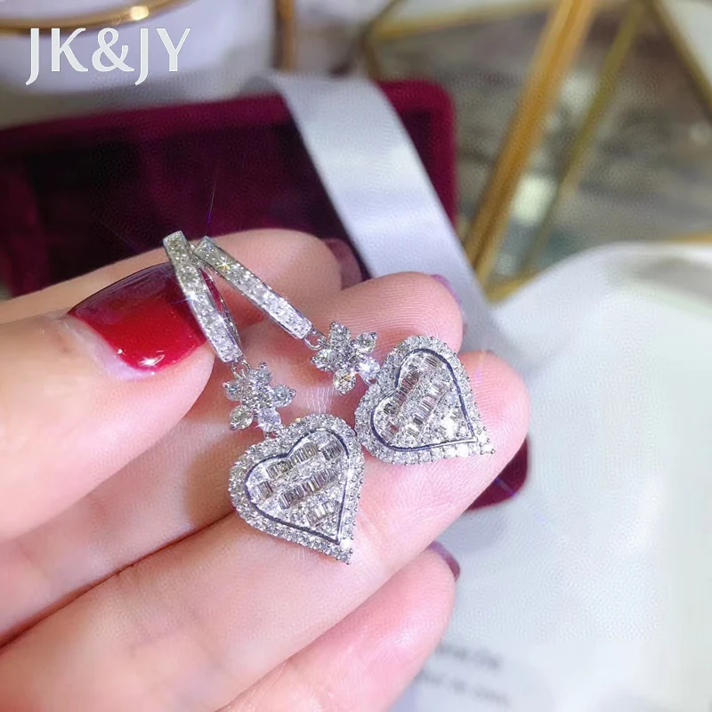 

JK&JY 100%18K White Gold Natural Diamond Spade Ace Earrings Fashion Wedding Party Jewelry Quality Assurance