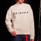 Женские толстовки с длинным рукавом, осень 2020, повседневный джемпер с надписью Friend, пуловер, тонкие свитшоты, женская уличная одежда