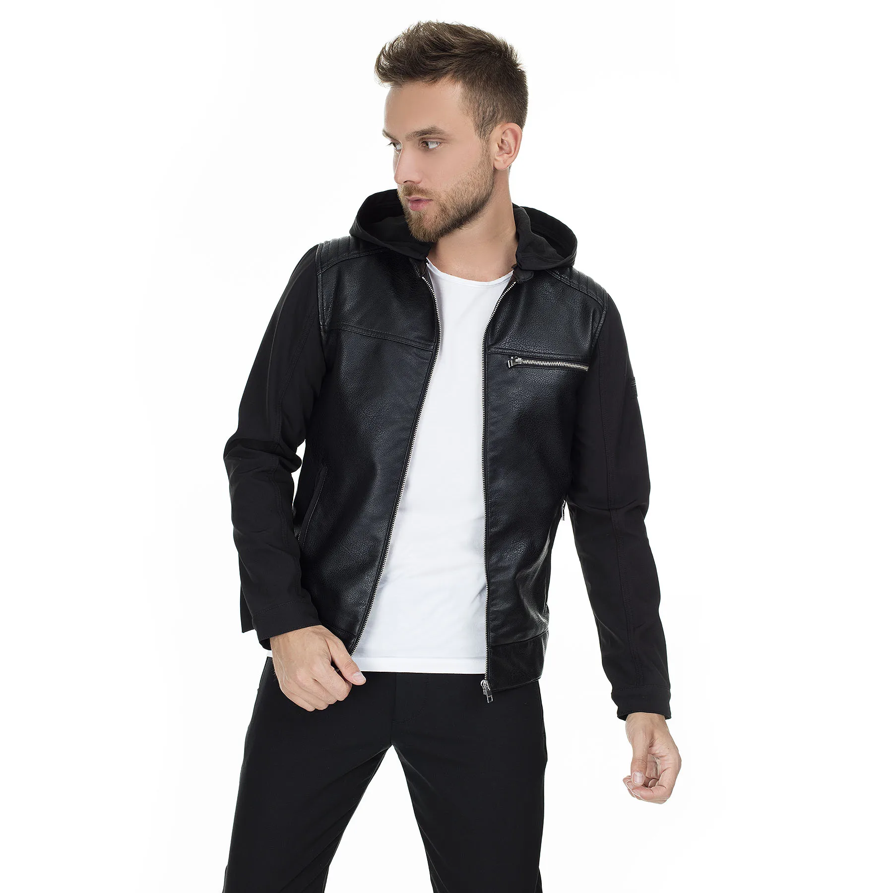 Куртка из искусственной кожи Jack & Jones Core Jcogary мужская кожаная куртка 12157734|Куртки