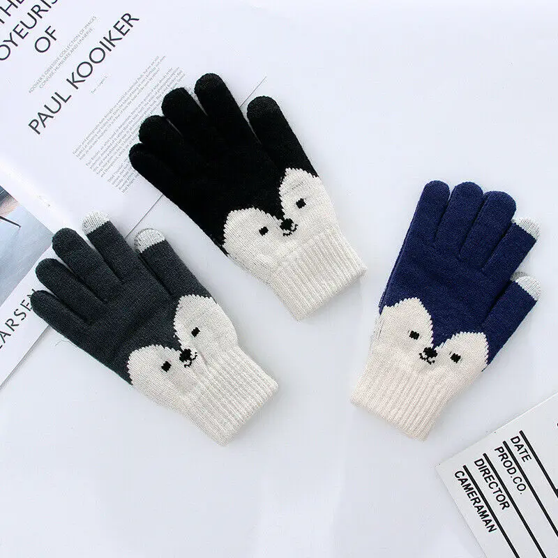 Новые женские теплые шерстяные тянущиеся перчатки для сенсорного экрана с