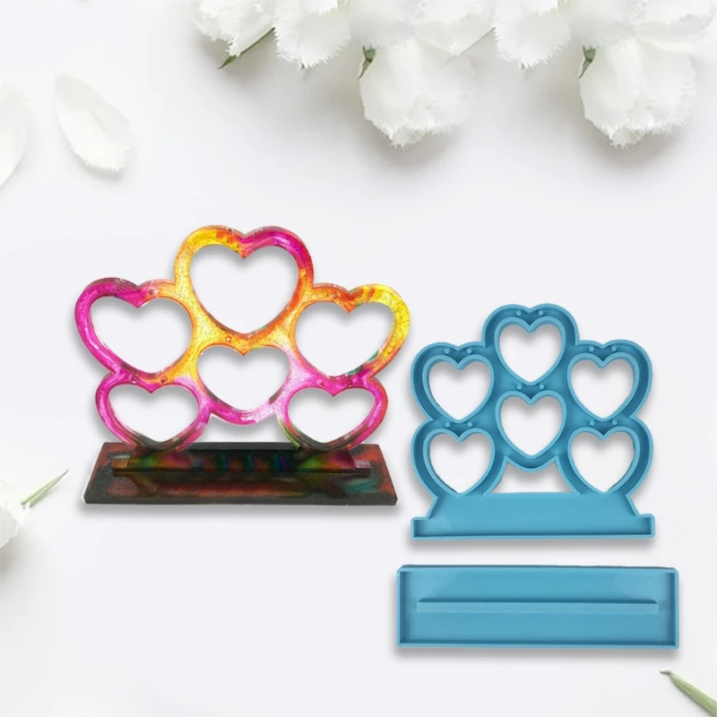 

Jewelry Show Rack Silicone Mould DIY Crafts Making Tool Heart-shaped Earrings Display Stand Epoxy Resin Mold 97QF