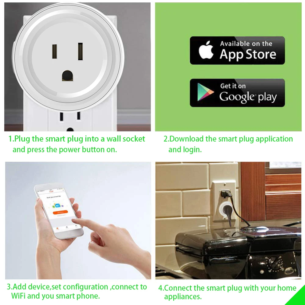 Умная Мини-розетка с Wi-Fi умная розетка работа Alexa и Google Home не требуется