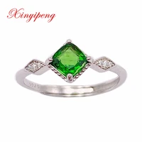 xin yipeng gem jewelry real s925 sterling silver inlaid natural diopside rings fine anniversary gift for women free shipping