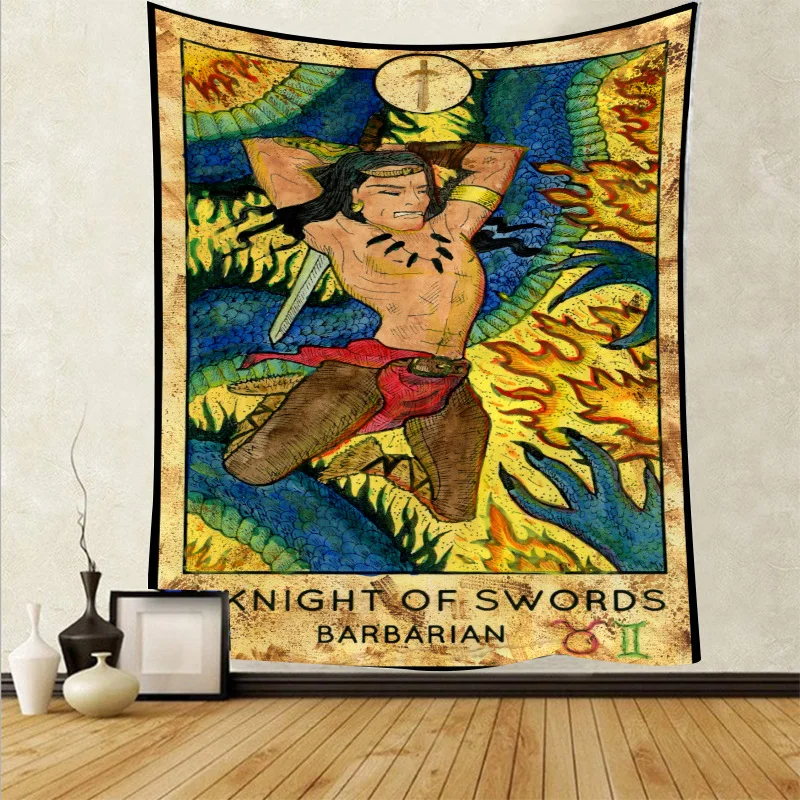 

knight tapestry tarot wall carpet bohemian wall hanging blanket bedroom livingroom backdrop