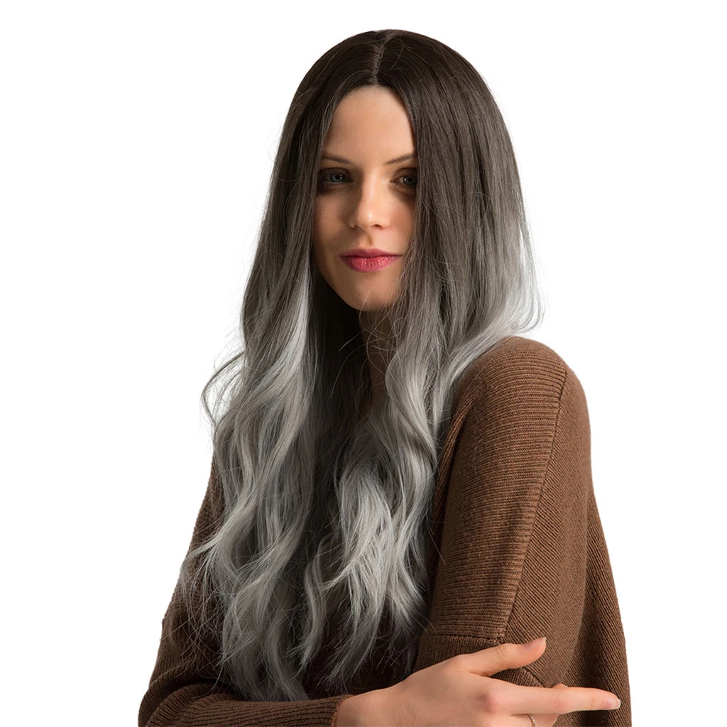 130% Плотность парики Волнистые Омбре синтетический парик с черными корнями