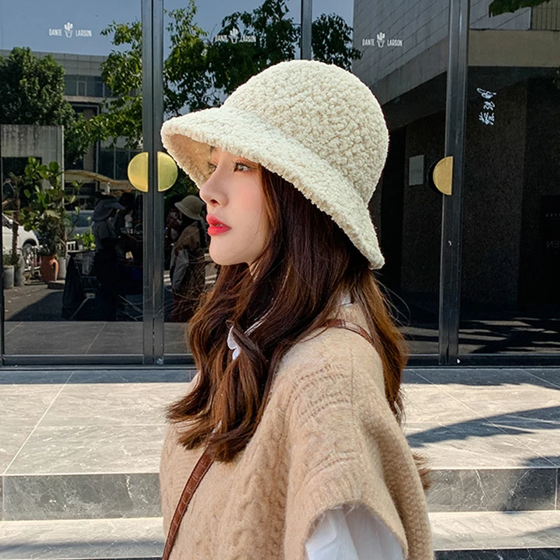 Шляпа рыбака из овечьей шерсти Женская осенне-зимняя мягкая теплая шапка-купол