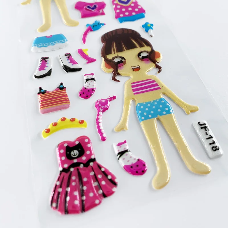 12 листов мультяшных 3D наклеек для девочек модные милые DIY Наклейка скрапбукинга