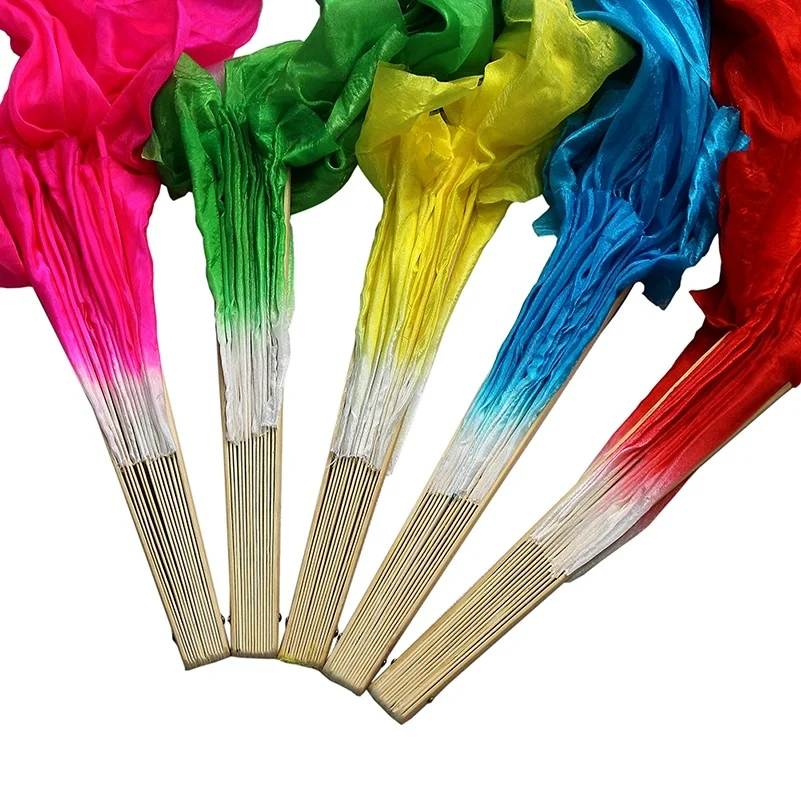 

FEECOLOR 1 pcs 1.5m Hand Made Belly Dance Dancing Silk Bamboo Long Fans Veils or Chinese Gongfu Taiji fan 5 Colors