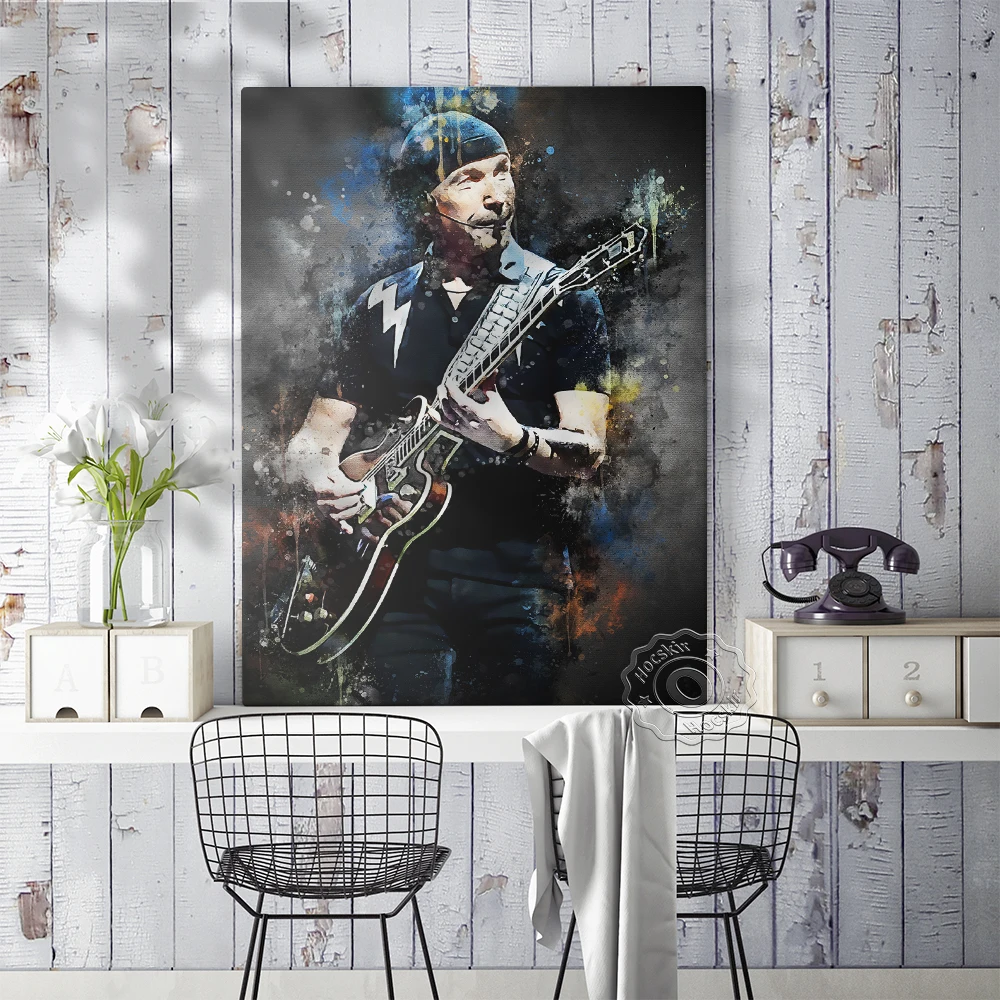 Плакат с гитаристом Дэвида Хоуэлла Эванса The Edge U2 Rock Поклонники группы собирать