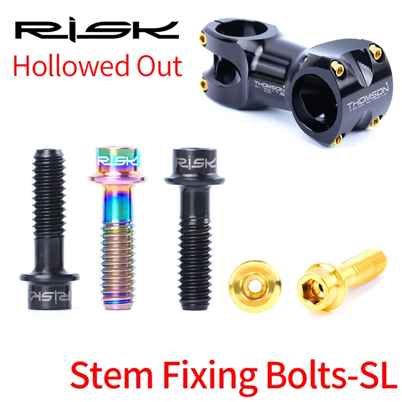

Risk 6pcs Bike Stem Fixing Bolts-SL M5*18 Hollowed Out Superlight Titanium Alloy MTB Road Bicycle Stem Fixed Screws Cycling Part