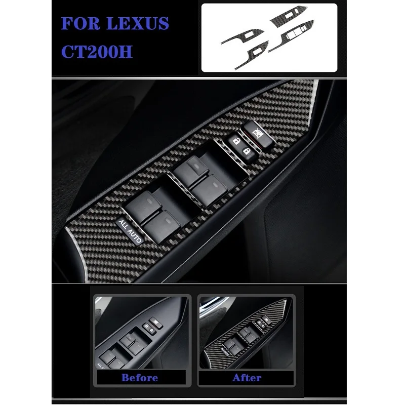 Fit For Lexus CT200h Car Accessories Carbon Fiber Window Lift Panel Switch Cover Trim