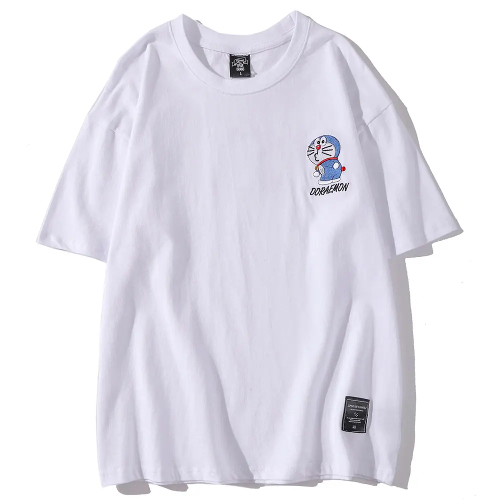 Женские и мужские футболки Doraemon 2020 летние однотонные повседневные с коротким
