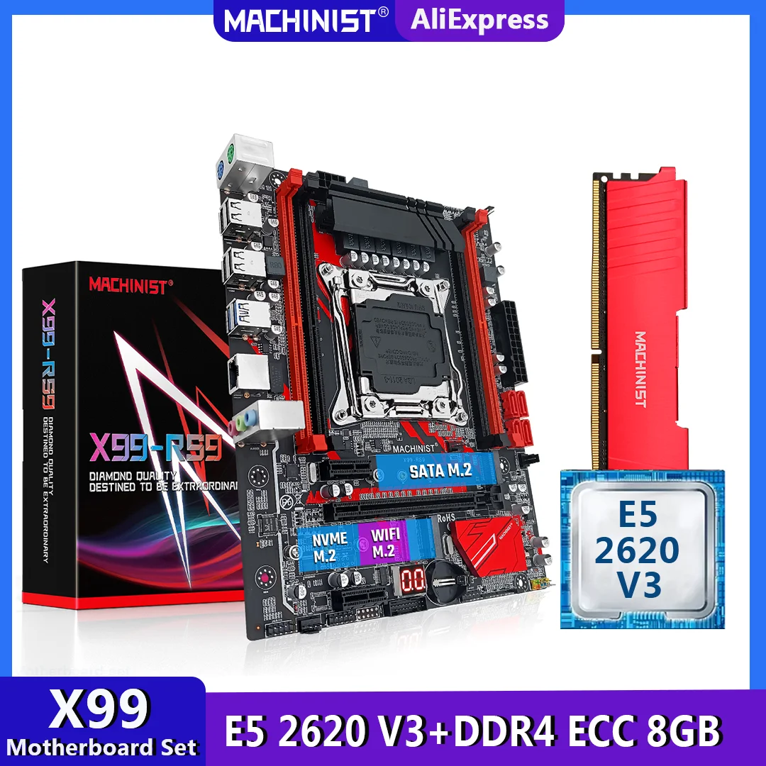 MACHINIST X99 Motherboard Kit Set LGA 2011-3 With Intel Xeon E5 2620 V3 CPU Processor DDR4 ECC 8GB 2133MHz RAM Memory M-ATX RS9