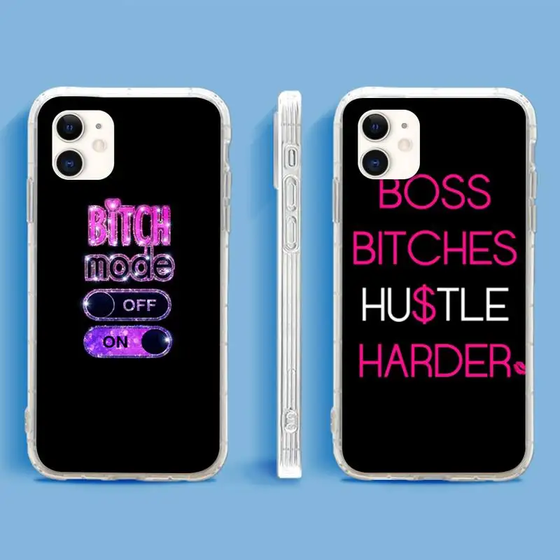 

Boss Bitch Phone Case For iPhone 13 12 11Pro Max 11 XR XS Max X Mini 8 7 6 SE 2020 Soft Transparent Cover
