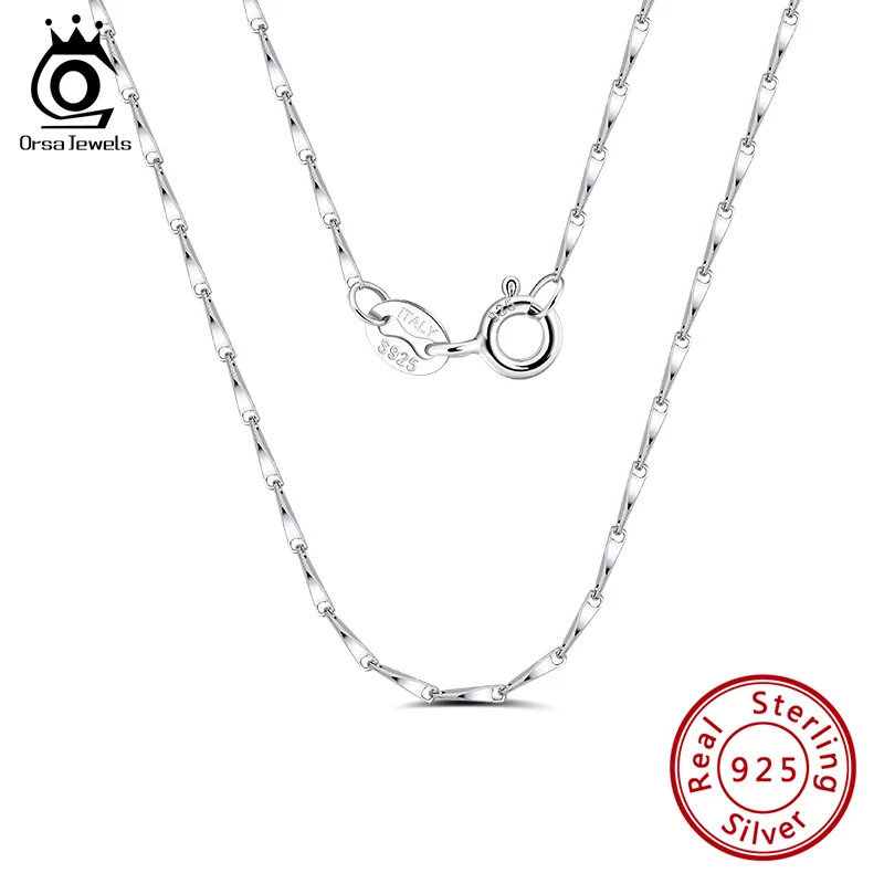 ORSA JEWELS 925 серебристый 1 мм витая Цепочка ожерелья для женщин и мужчин размер 18