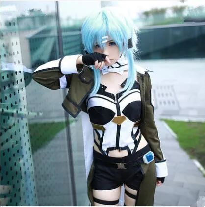 

Sword Art Online GGO Sinon Cosplay Costume Asada shino Costumes Green Womens