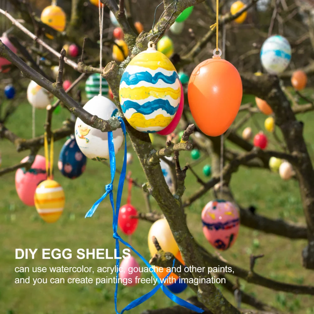 

50pcs Easter Artificial Eggs Children Painting Eggs Easter Eggs with Rope