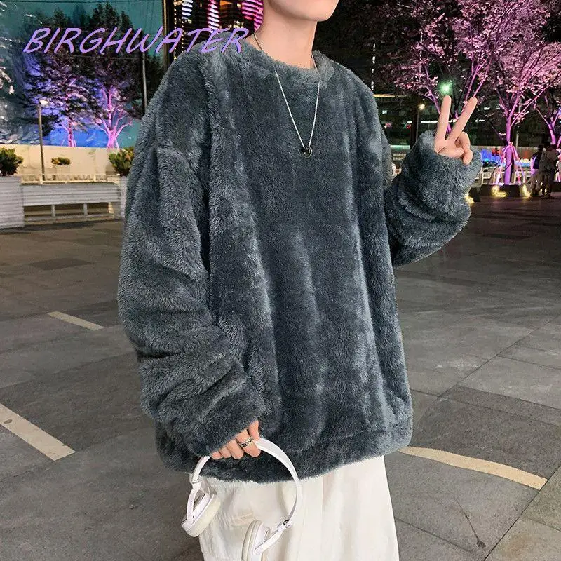 

Мужская зимняя куртка в гонконгском стиле, свободная однотонная утепленная куртка, Одежда большого размера для мужчин, модная теплая куртк...