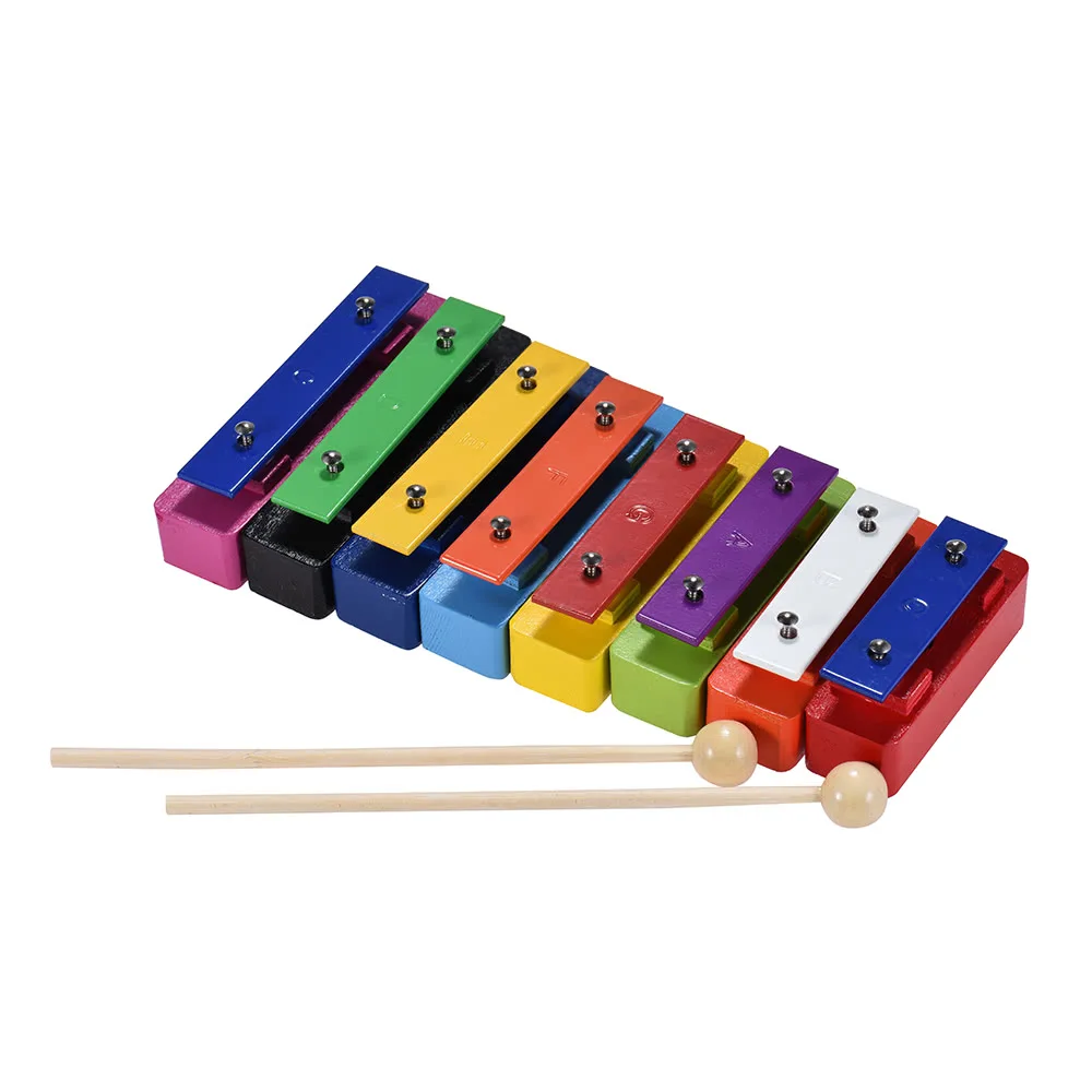 Colorful 8 Note Glockenspiel Resonator Bells Set Percussion Musical Educational Teaching Instrument Toy |