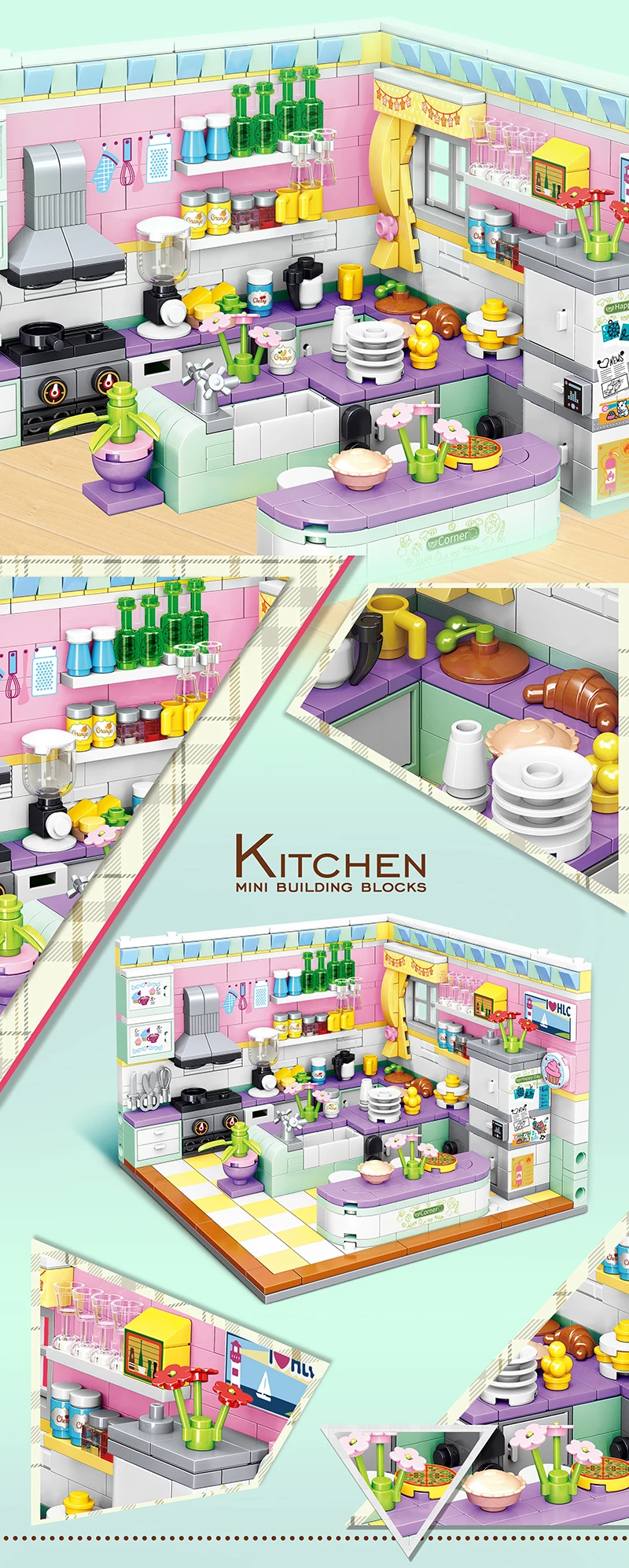 

500+Pcs City Building Blocks Toys Bricks Gifts for Girls Children DIY Mini Bedroom Kitchen Model Friends Micro Building MOC