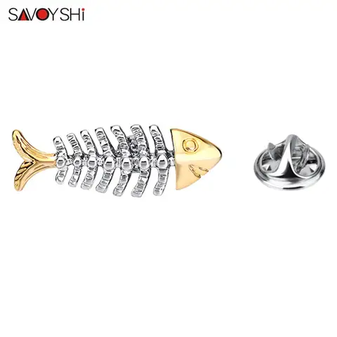 Новинка SAVOYSHI, брошь с дизайном «скелет» значок с рыбками, высокое качество, серебристый цвет, металлический мультяшный значок на лацкан, аксессуар для костюма, пальто, шляпы