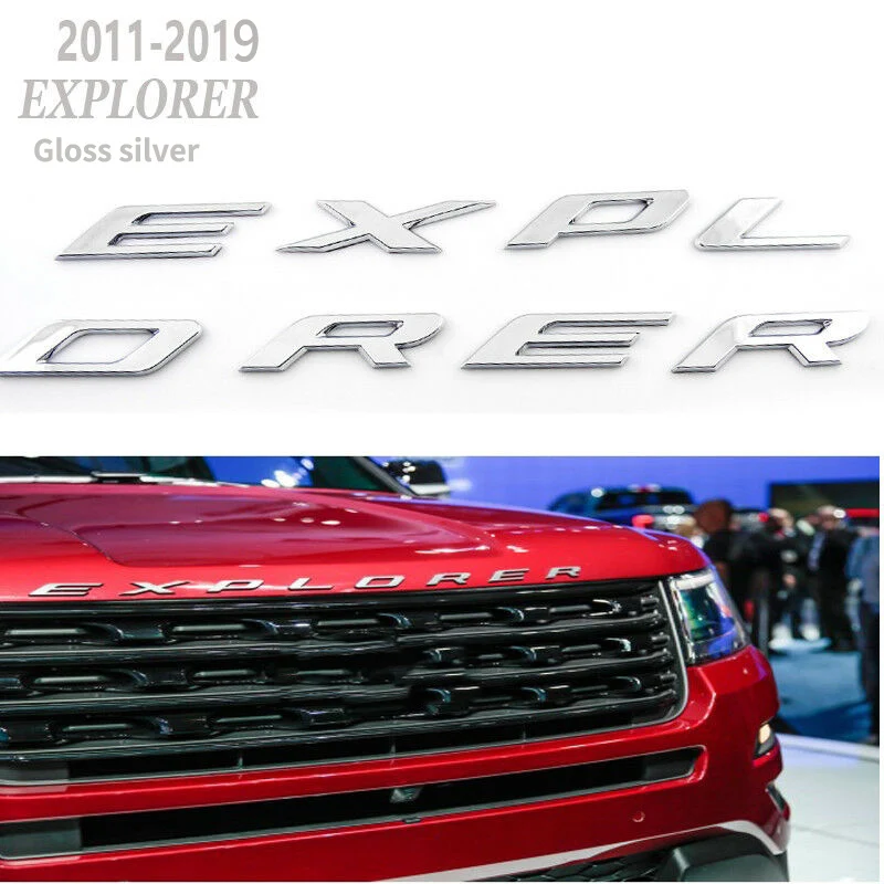 Explorer Car Emblem Front Hood 3D Letters Sticker Fit for Ford 2011-2019 (Gloss Silver) | Автомобили и мотоциклы