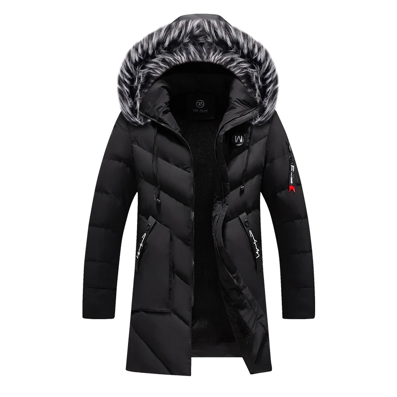 

Thick Warm Parkas Coat Winter Jacket Men Plus Size 5XL Casual Long Outwear Mens Parkas With Hooded Fur Collar Windbreaker Jacket