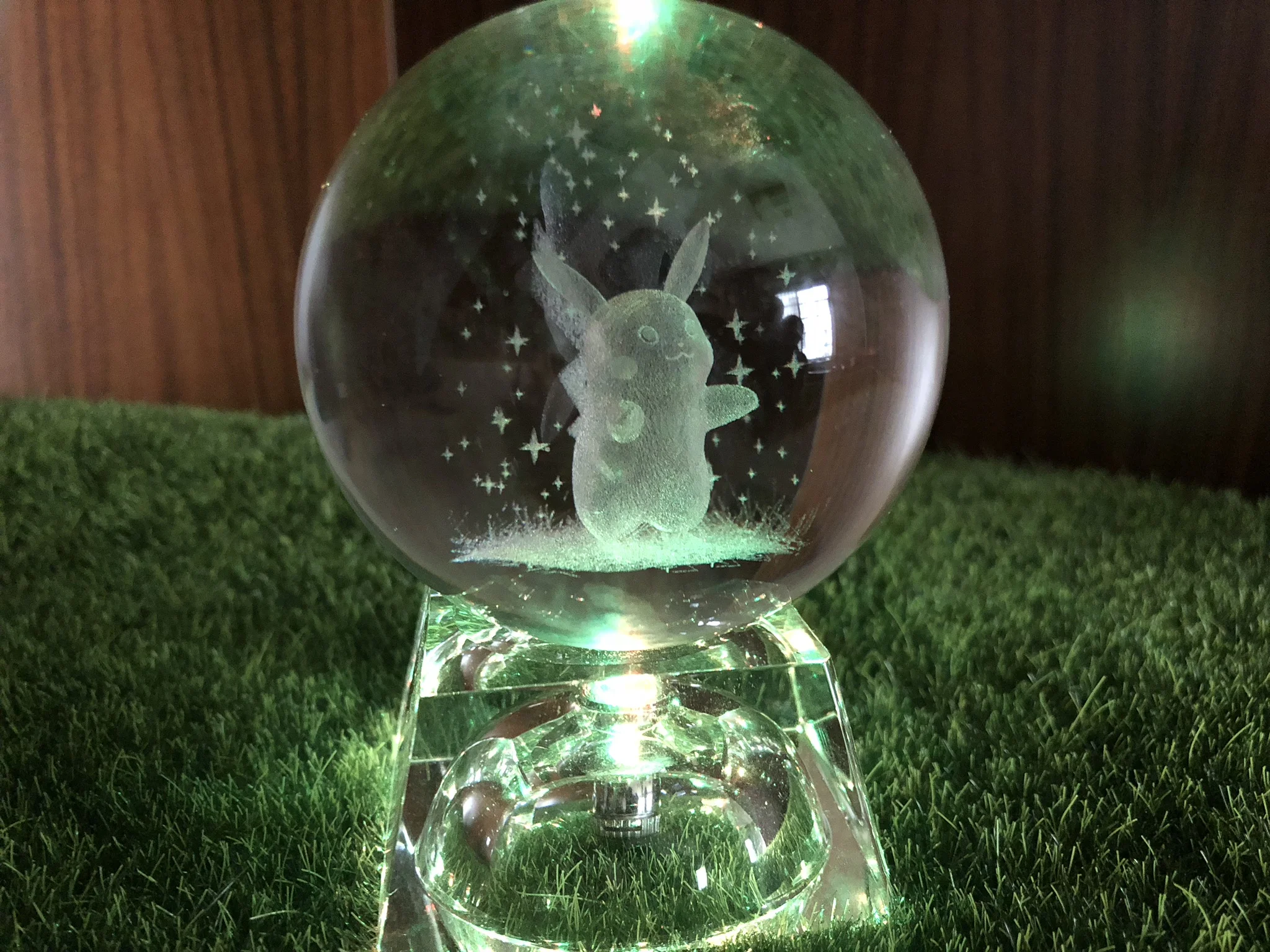TOMY Pokemon Anime Figures 3D Crystal Ball Pokeball Poseidon Lugia Suicune Ornaments Kids Collect Birthday Gifts Model Toys