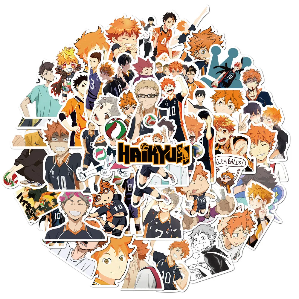 50Pcs/Set Haikyuu!! Stickers Japanese Anime Sticker Volleyball for Decal on Guitar Suitcase Laptop Phone Fridge Motorcycle Car | Игрушки и