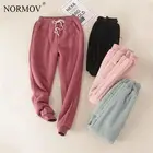 Брюки NORMOV женские из кашемира ягненка, повседневные утепленные бархатные однотонные Свободные теплые штаны
