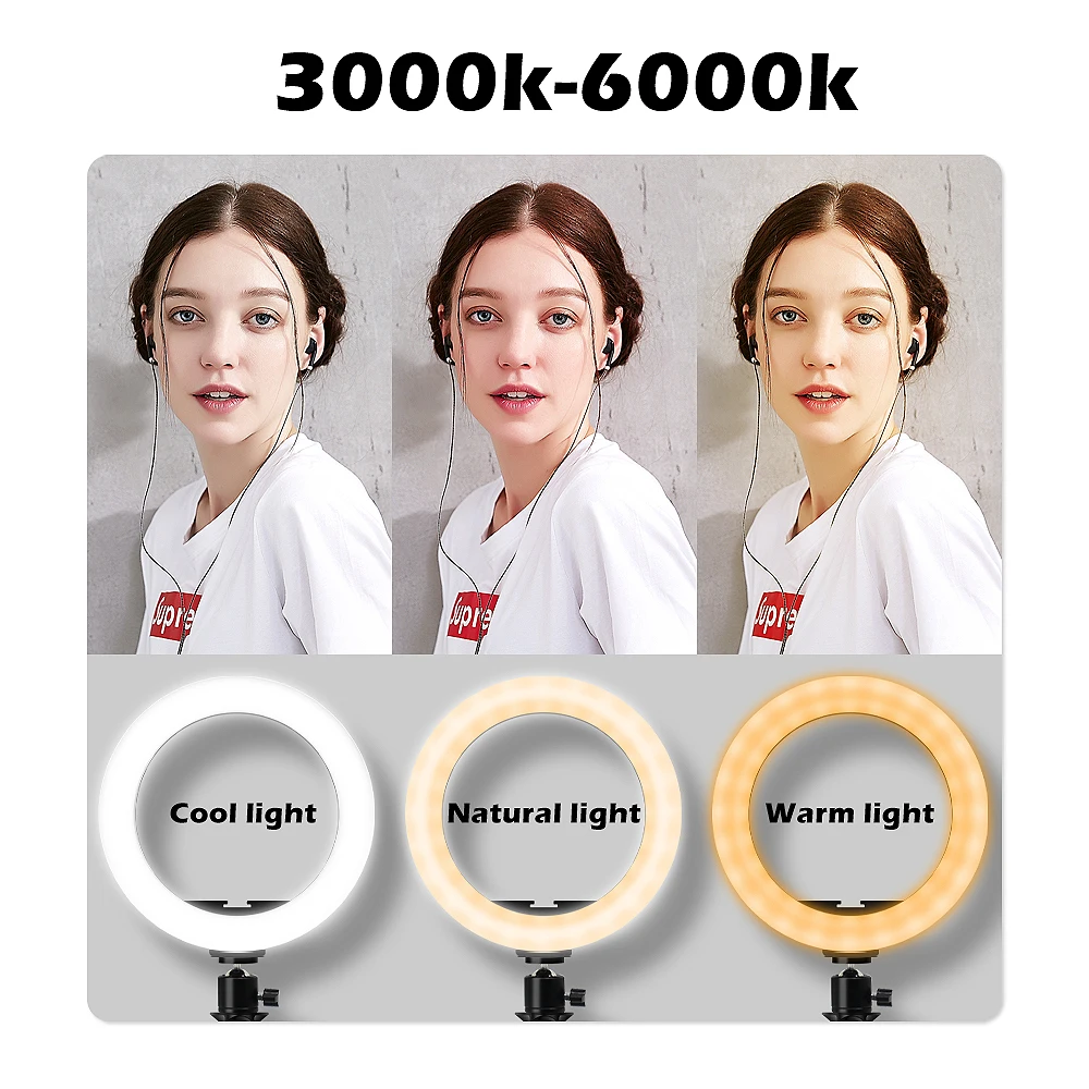 

LED Ring Light Photography Lighting Selfie Lamp USB Dimmable With New Tripod For Youtube Makeup Video Live Photo Studio