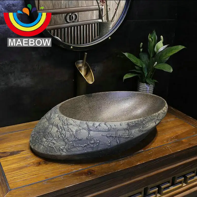 Новая Геометрическая овальная керамическая раковина для ванной комнаты |