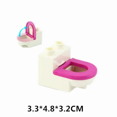 toilet Девушки Спальня строительные блоки части DIY игрушки кровать диван Туалет Телефон Ванна мясо Кукуруза камера аксессуары совместимы с Duploes - Цвет: toilet