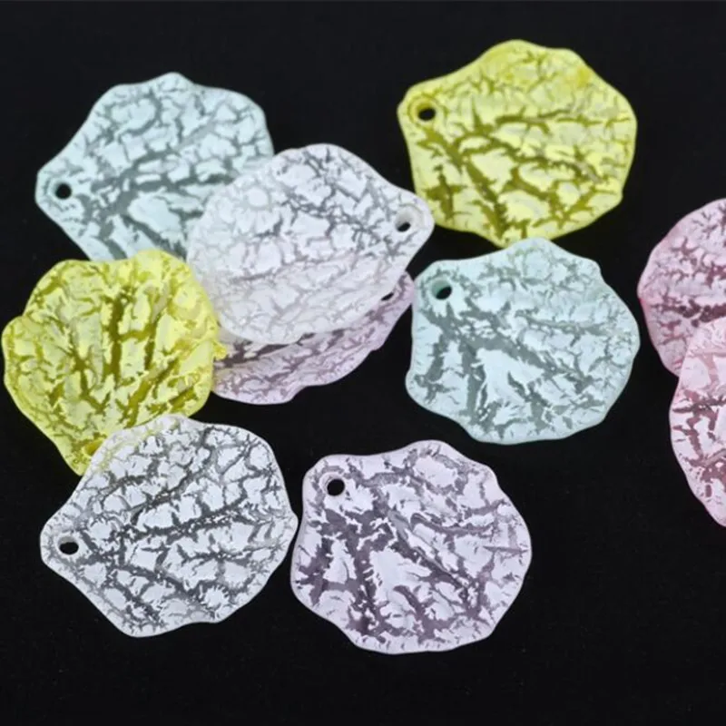 Acrylic Frosted Leaf/Flower Loose Beads Handmade DIY Headdress/Earrings Parts beads Jewelry findings with Crack effect y1230 | Украшения и