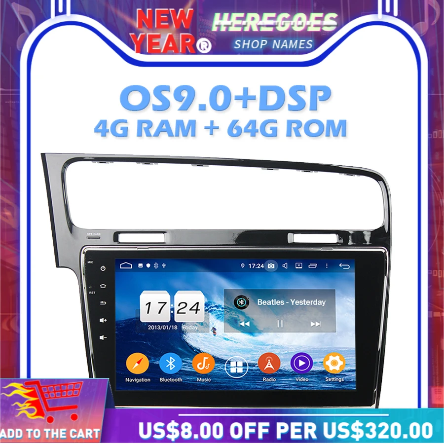DSP IPS Android 10 0 4 Гб + 64 ГБ 8 ядер автомобильный dvd плеер GPS карта радио Wifi Bluetooth 2 для VW Golf