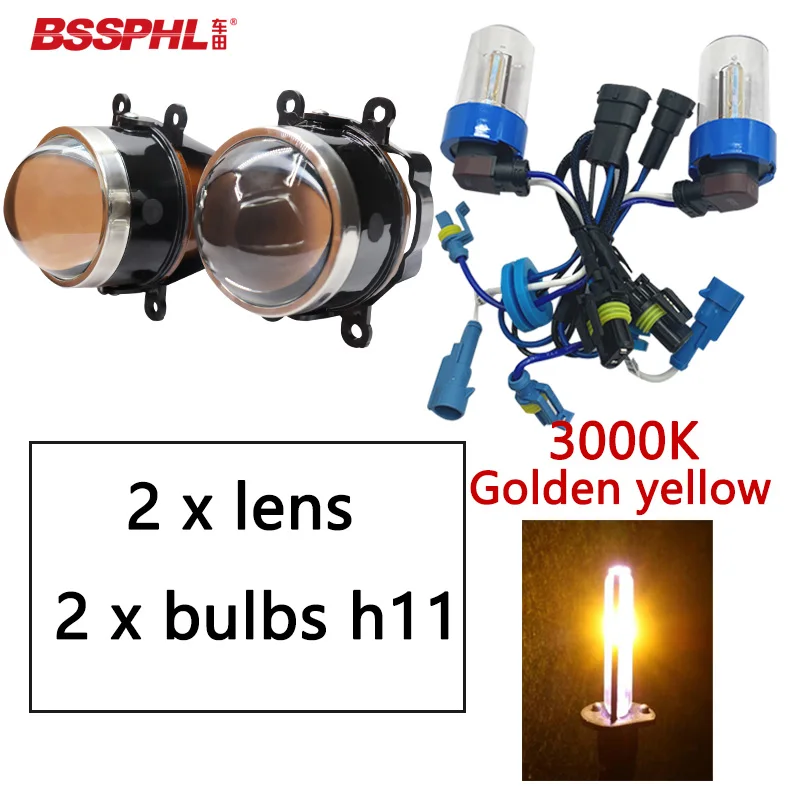 3000K Golden yellow BSSPHL автомобиль HID биксеноновый прожектор противотуманной фары объектив дальнего света модифицированный для Honda/Subaru/CITROEN/MAZDA/LINCOLN/FIAT/SUZUKI/ford - Цвет: 3000K Golden yellow