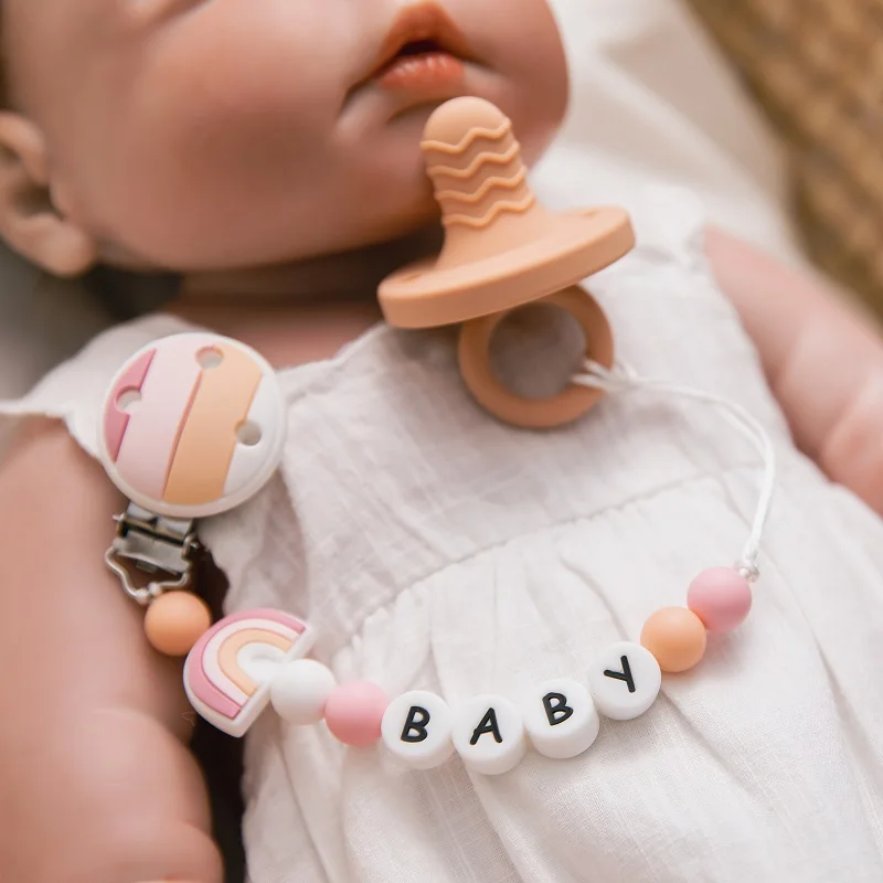 

Baby Silicone Pacifier Chain Teether Infant Dummy Holder Rainbow Pacifier Teething BPA Free Silicone Chain Kids DIY Handmade Toy