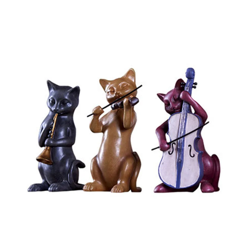 

Nordic Creative Music Cat Artware Animal Sculpture Home Decoration Accessories Modern Art Resin Statue Room Craft Figurine
