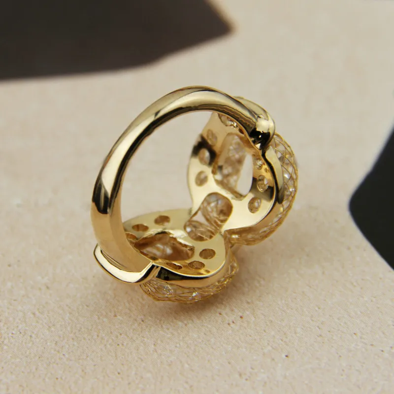 Распродажа по низкой цене золотого цвета Блокировка провода сетка кольцо