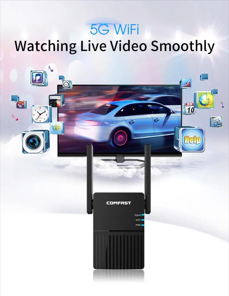 Wi Fi повторитель беспроводной с вилкой для США Великобритании и Европы 2 4 ГГц 1200