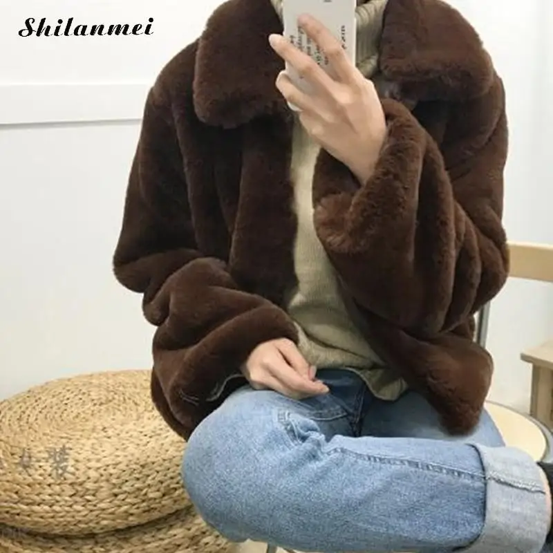 Женская Шуба из искусственного меха Harajuku модная однотонная зеленая Укороченная