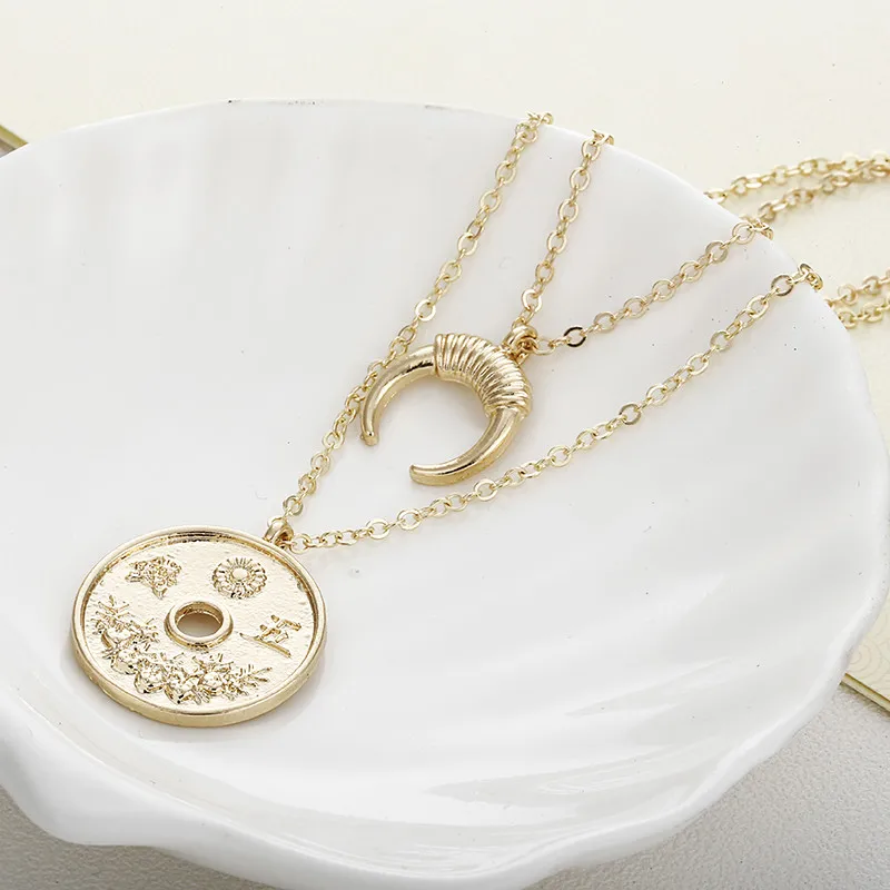 Богемные Подвески в виде монет женское модное ожерелье комбинированное