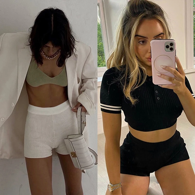 

Casual Fashion High Waist Women Knitted Biker Bodycon Shorts Summer Cotton Sweat Mini Sexy Shorts
