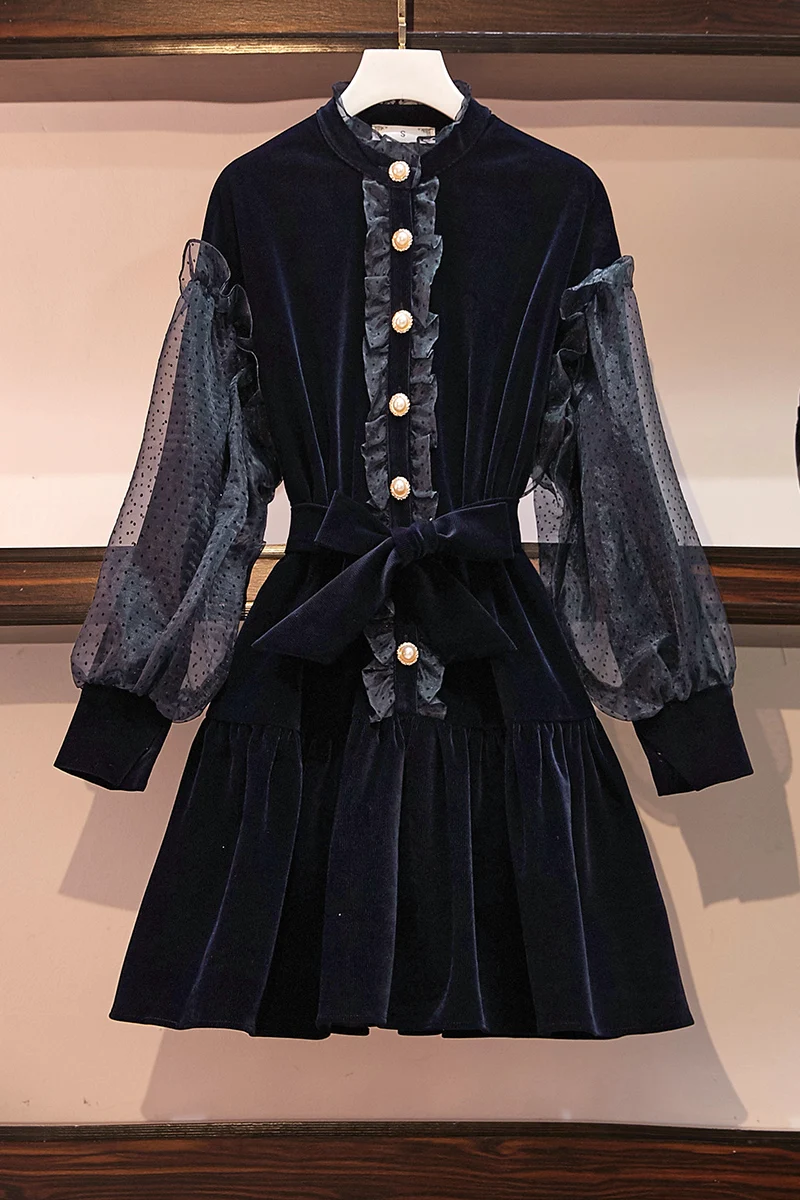 4XL женские жира осень и зима винтажные золотые бархатное платье с длинными