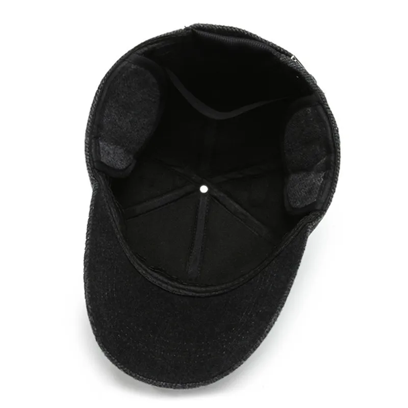 

XdanqinX New Men's Winter Baseball Caps Thick Warm Earmuffs Hats For Men Adjustable Size Casual Sports Cap Snapback Cap Dad Hat